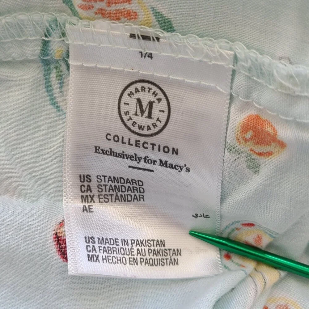 Martha Stewart Macy's Exclusive Breakfast Brunch Cotton Pillowcase Standard Blue